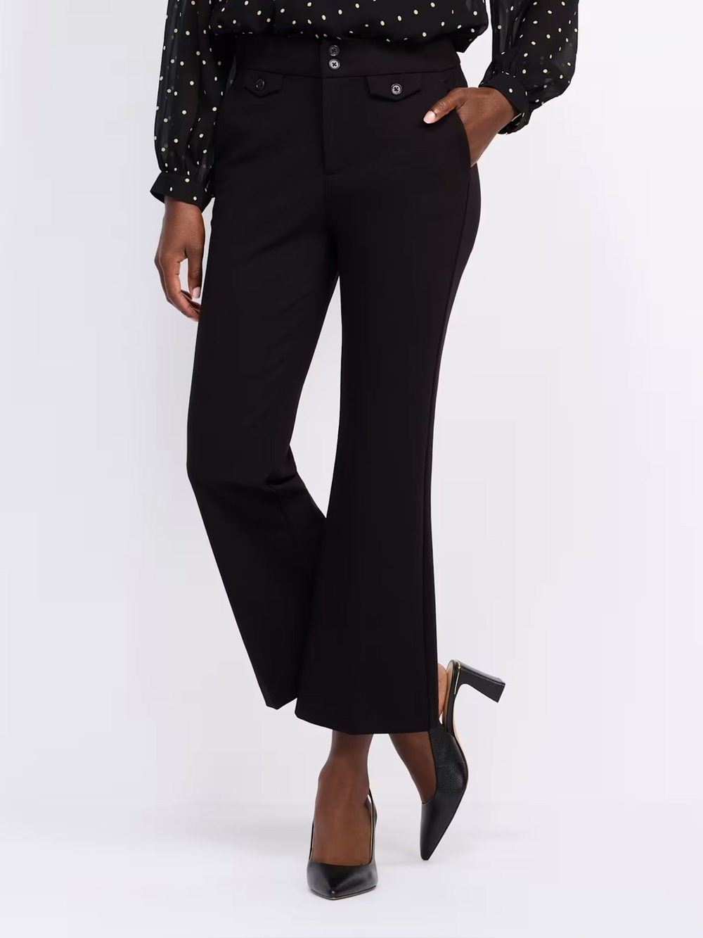 Liverpool Crop Flare Trouser with Flap Pockets Black NWT size 14 Dressy Slacks